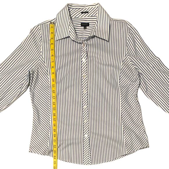 TALBOTS Size 16 Wrinkle Resistant Blue White Stripe Button Down Shirt Stretch - Picture 6 of 8